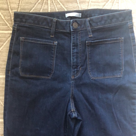 🎈 Lauren Conrad High Rise Dark Wash Flare Jean Size 14 Junior - Picture 4 of 7
